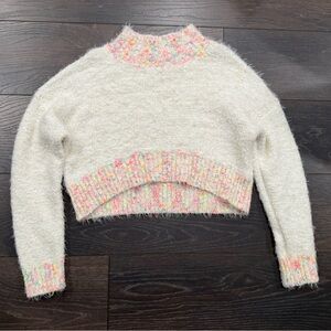 Free People Cream Sweater with Multicolor Accents